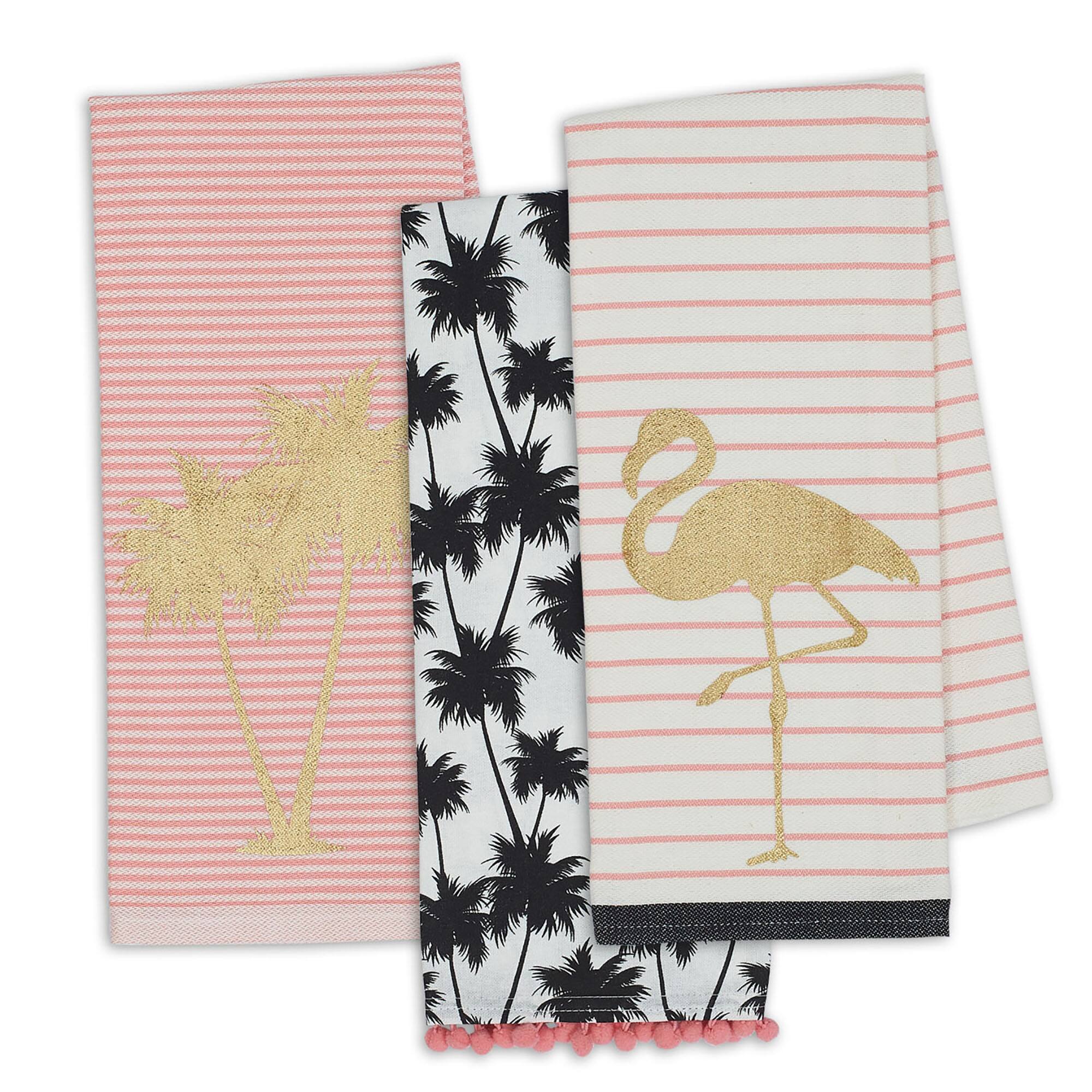 DII® Assorted Pineapples and Palms Embellished Dishtowel (Set of 3)
